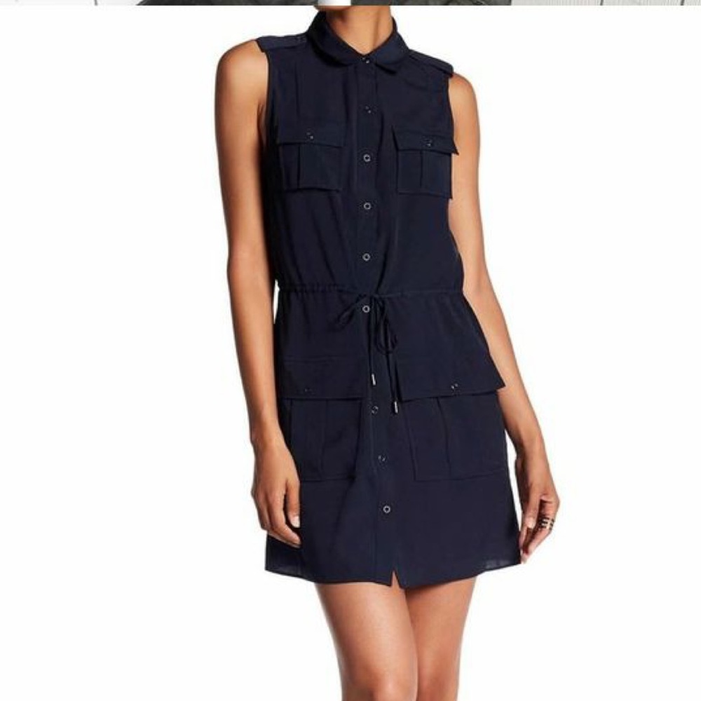 Haute Hippie Navy Snap Button Pocket shirt Dress